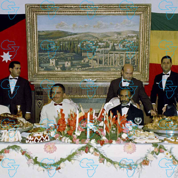 HIM Haile Selassie I attending a banquet given in his honour by His Majesty King Hussein of Jordan